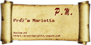 Prém Marietta névjegykártya